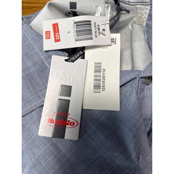 Jeans By Buffalo Rafael Mens Blue Chambray Button Down Shirt Long Sleeve Size L - Picture 7 of 11